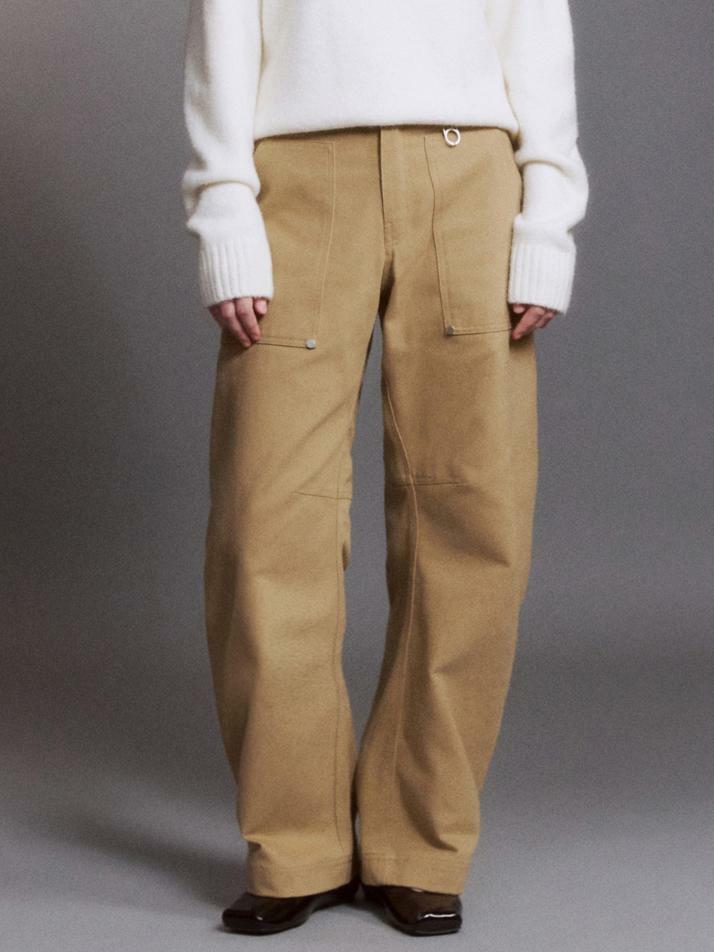 Carpenter Curved Cotton Pants (CAMEL BEIGE)