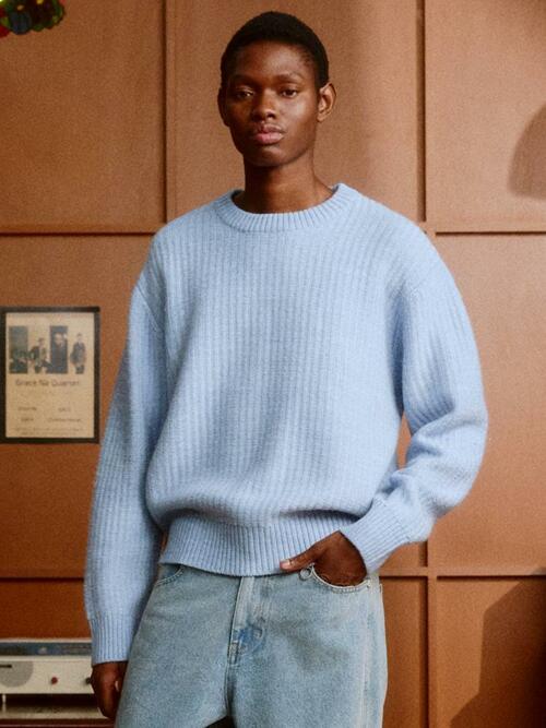 Netting Loop Wool Sweater (PASTEL BLUE)