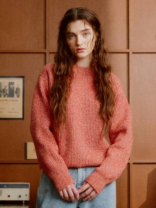 Multi-tweed Sweater (DARK CORAL)