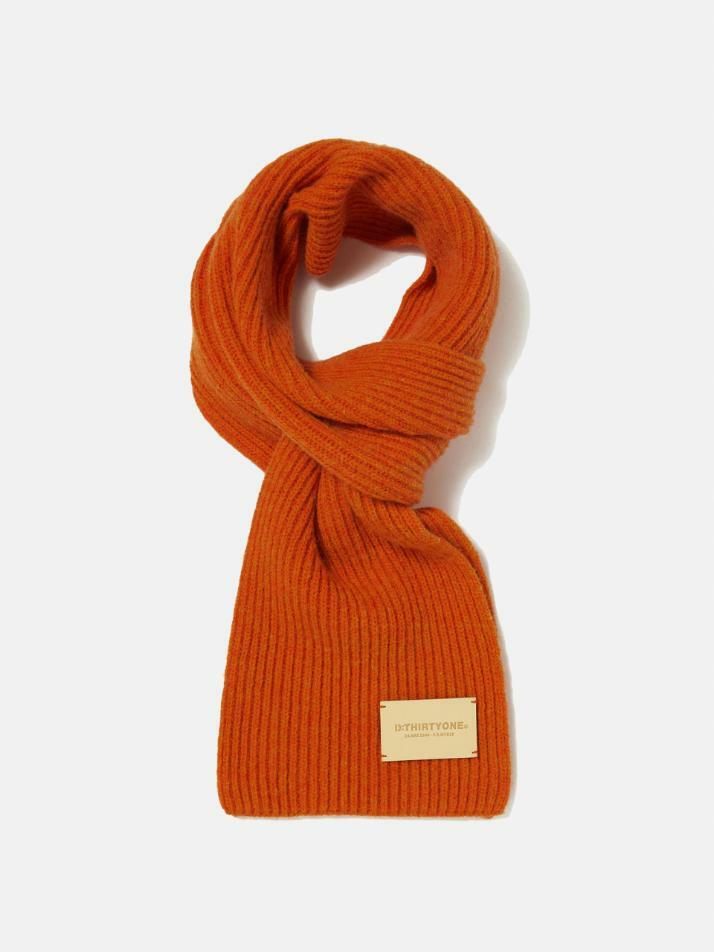 Eco-Leather Patch Wool Muffler (ORANGE)