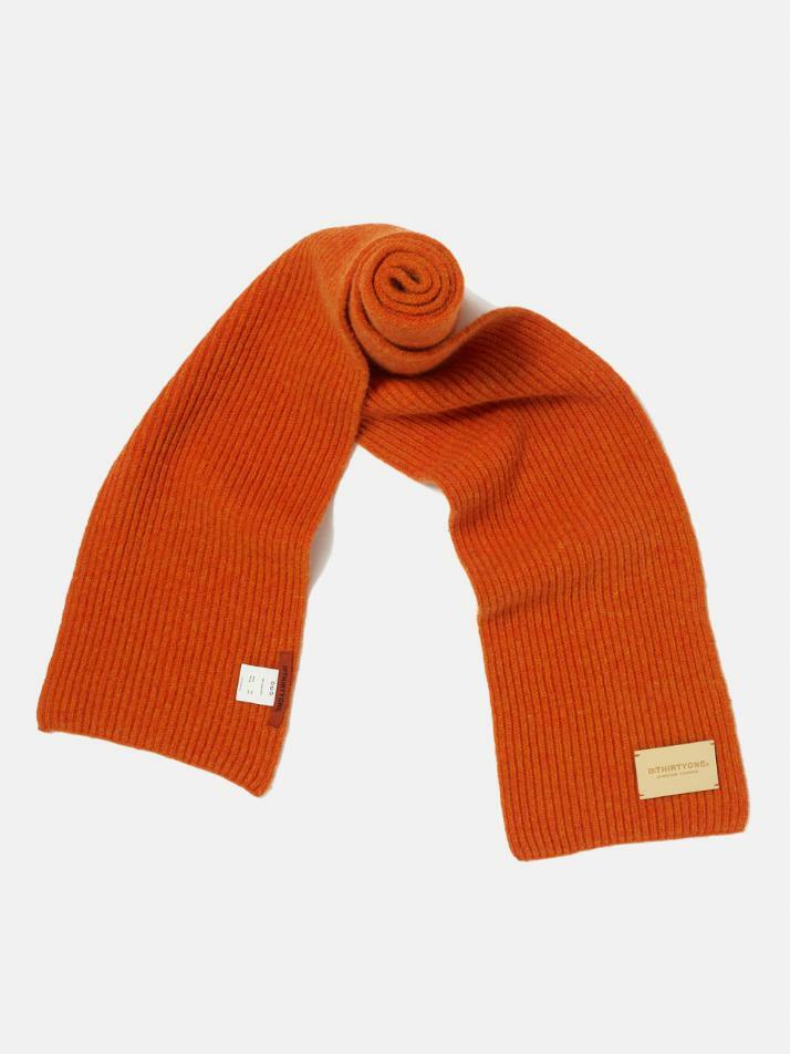 Eco-Leather Patch Wool Muffler (ORANGE)