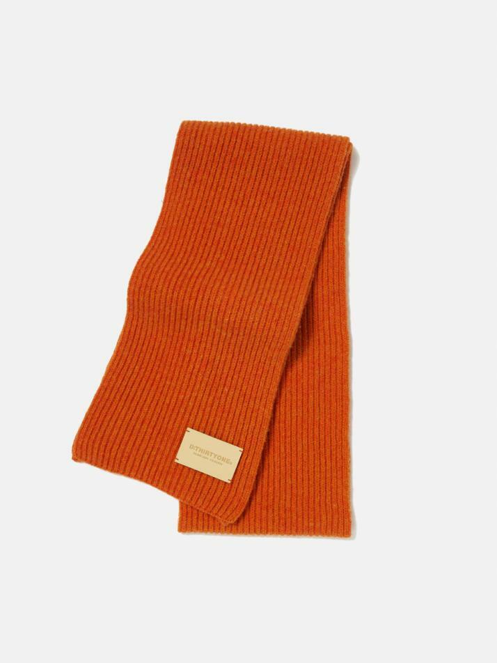 Eco-Leather Patch Wool Muffler (ORANGE)