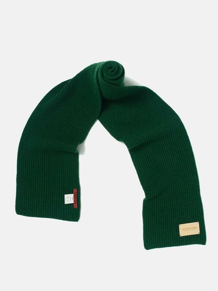 Eco-Leather Patch Wool Muffler (FOREST GREEN)