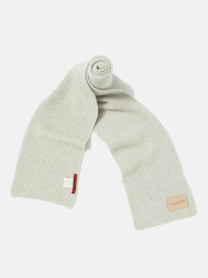 Eco-Leather Patch Wool Muffler (MELANGE GREY)