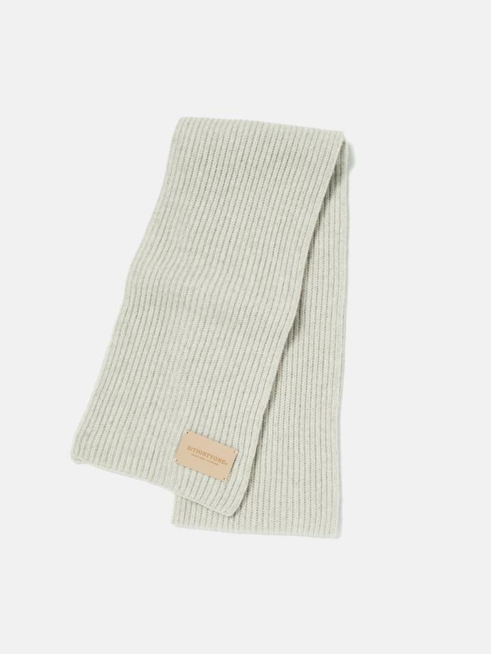 Eco-Leather Patch Wool Muffler (MELANGE GREY)