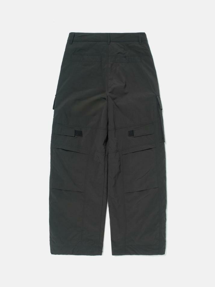 Padded Nylon Parachute Cargo Pants (CHARCOAL)