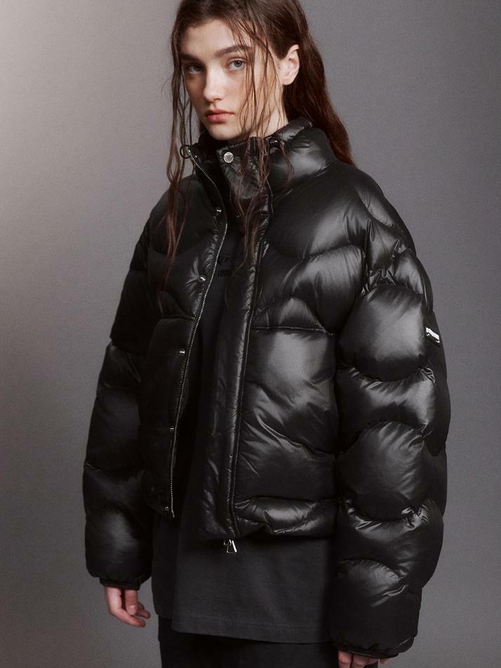 Wave Quilting Down Jacket (BLACK)