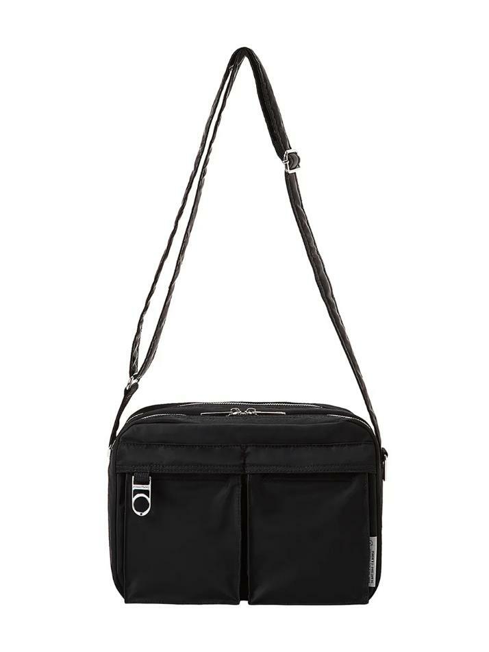 Nylon Two Pocket Messenger Bag (BLACK)