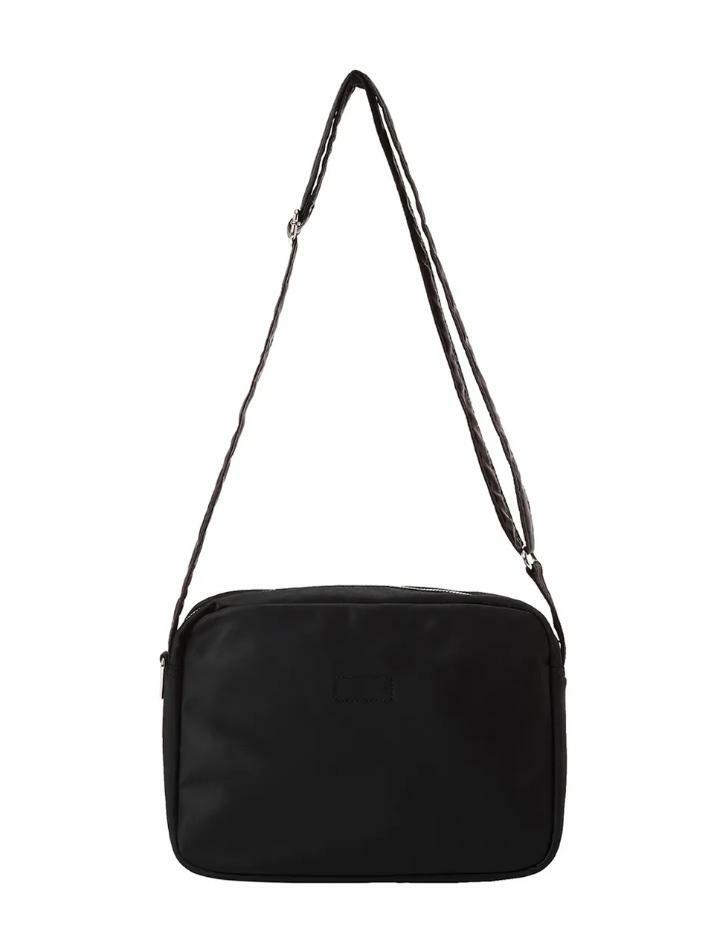 Nylon Two Pocket Messenger Bag (BLACK)