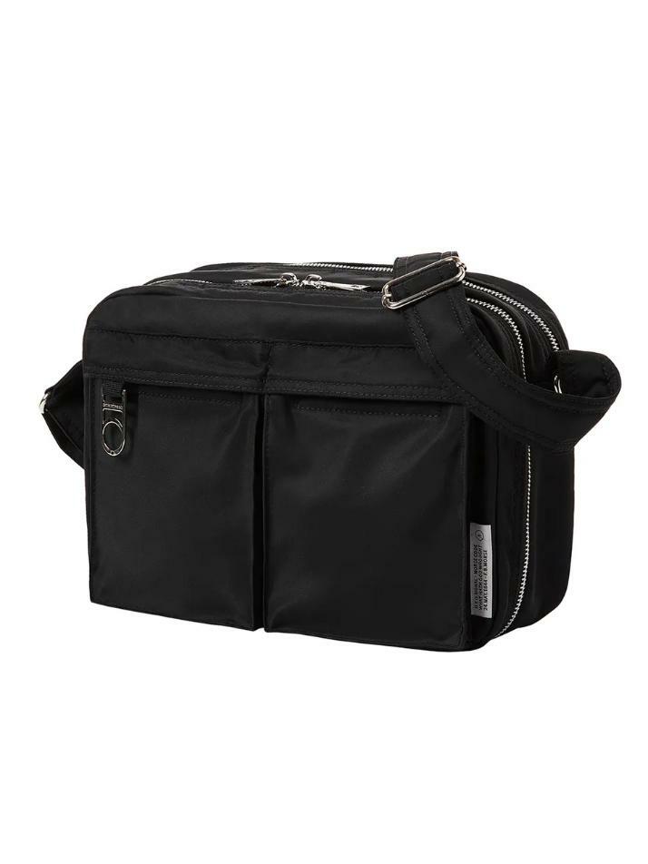 Nylon Two Pocket Messenger Bag (BLACK)