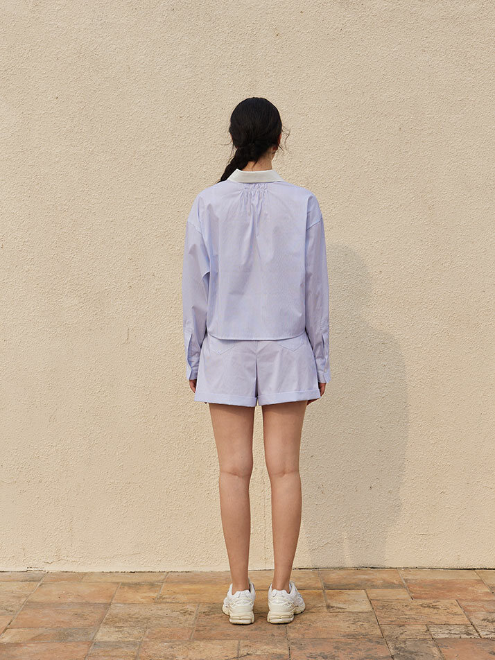Crop Shirt Blue Stripe