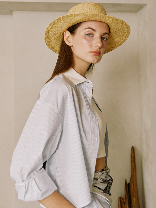 Crop Shirt Blue Stripe