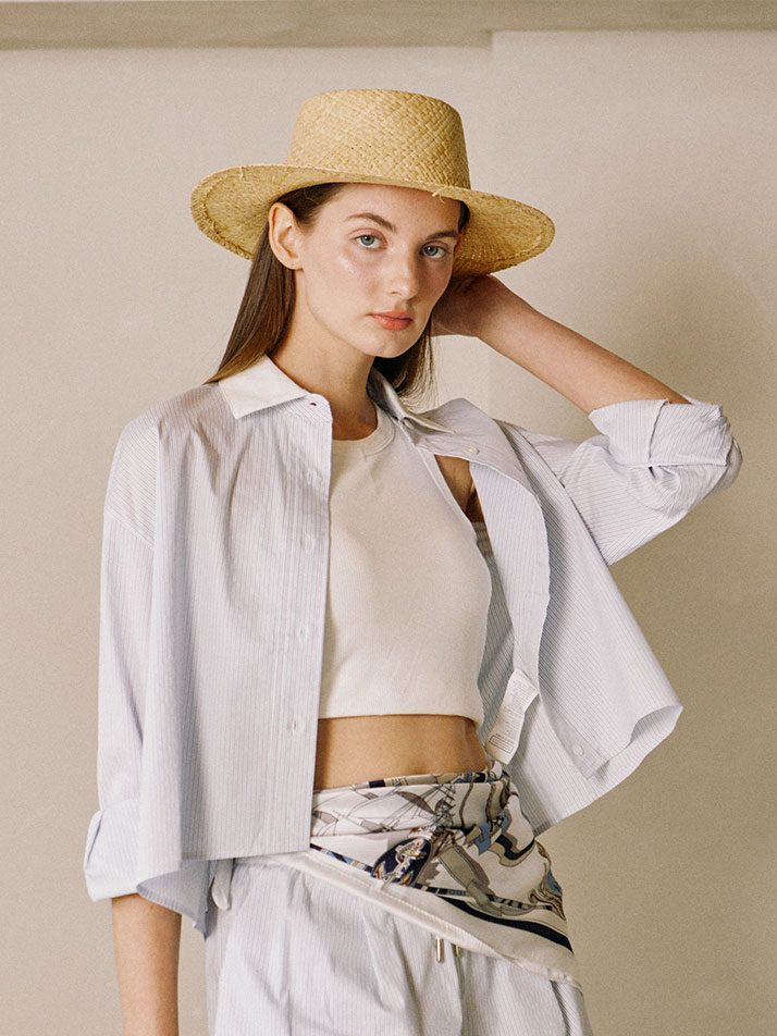 Crop Shirt Blue Stripe
