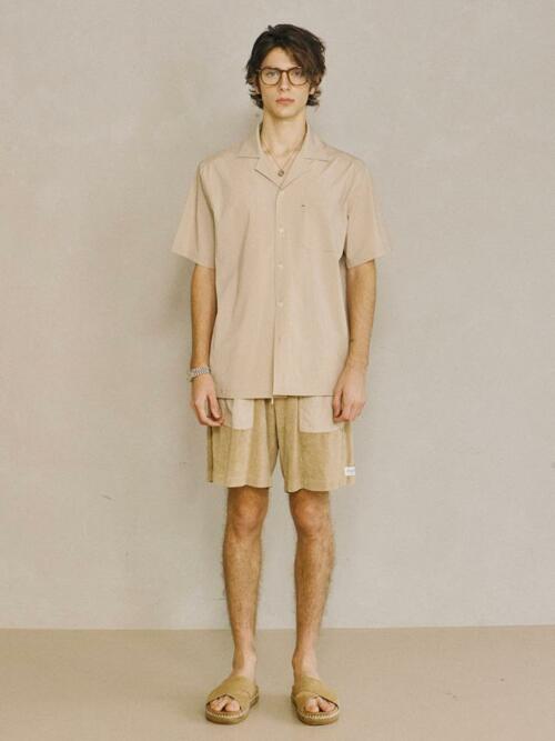 Nylon Open-collar Shirt Beige
