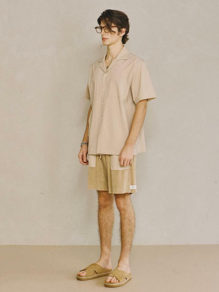 Nylon Open-collar Shirt Beige