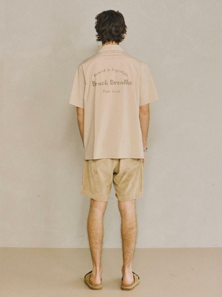 Nylon Open-collar Shirt Beige