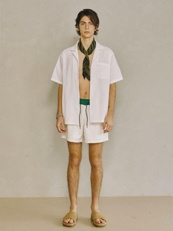 Seersucker Open-collar Shirt White