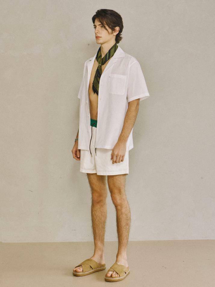 Seersucker Open-collar Shirt White