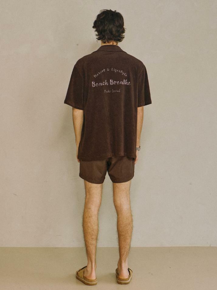 Terry Open-collar Shirt Brown