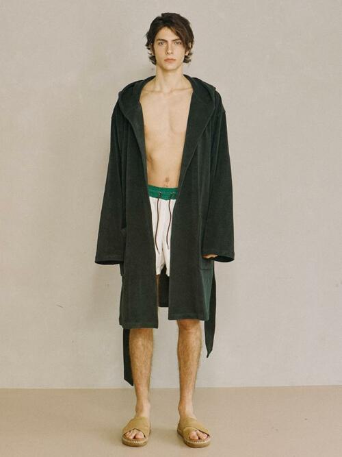 Terry Hooded Robe Darkgreen