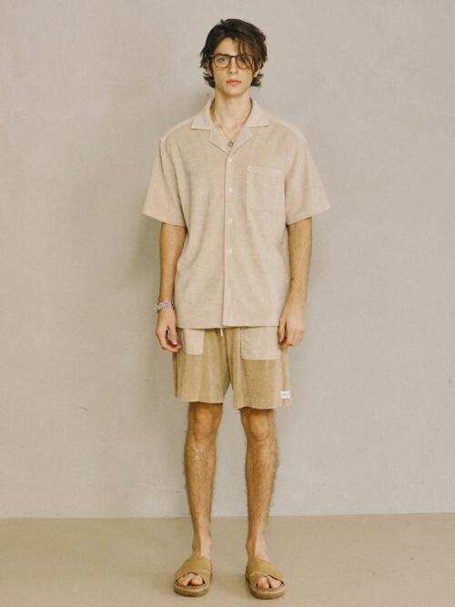 Terry Open-collar Shirt Beige