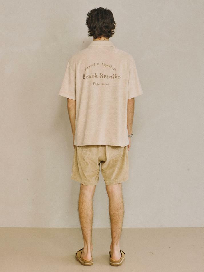 Terry Open-collar Shirt Beige