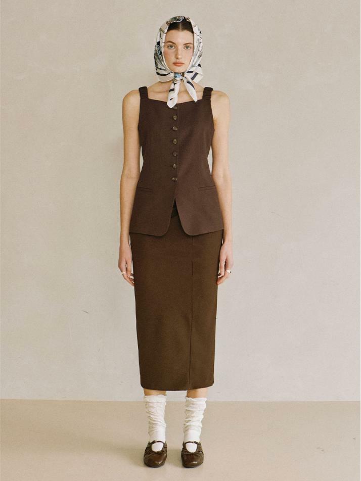 Long Knotted Skirt Brown