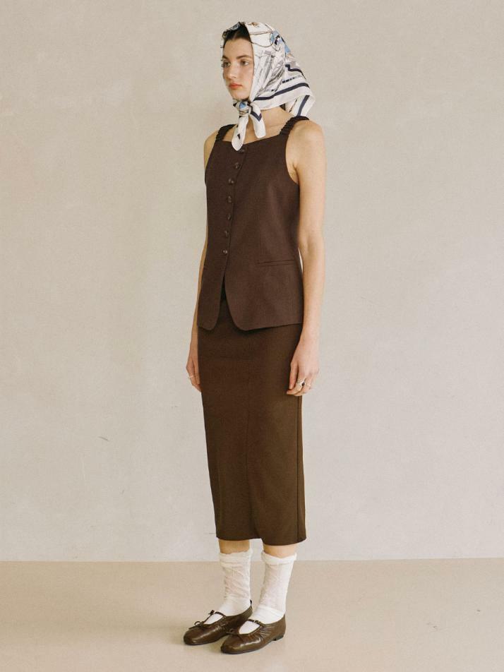 Long Knotted Skirt Brown