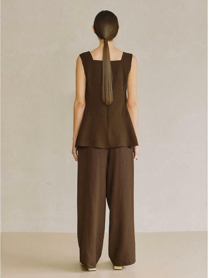 Sleeveless Peplum Top Brown