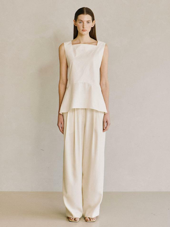 Sleeveless Peplum Top Ivory