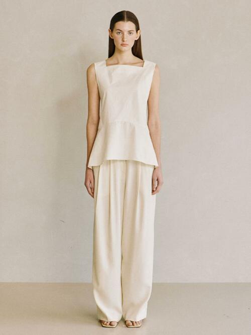 Sleeveless Peplum Top Ivory