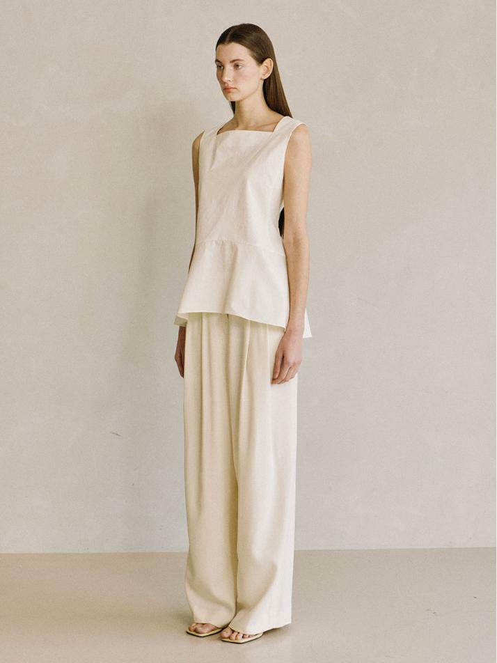 Sleeveless Peplum Top Ivory