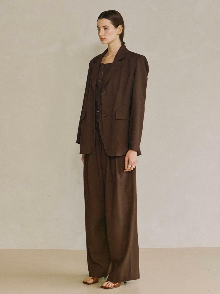 Boy-fit Blazer Brown