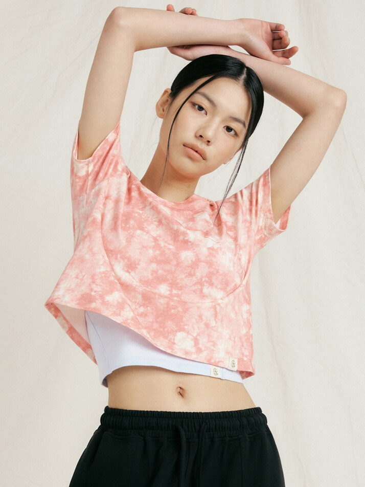 반다 라이트 타이다잉 크롭 반팔티