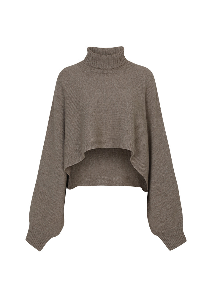 Cashmere Cape Turtle Neck Sweater 