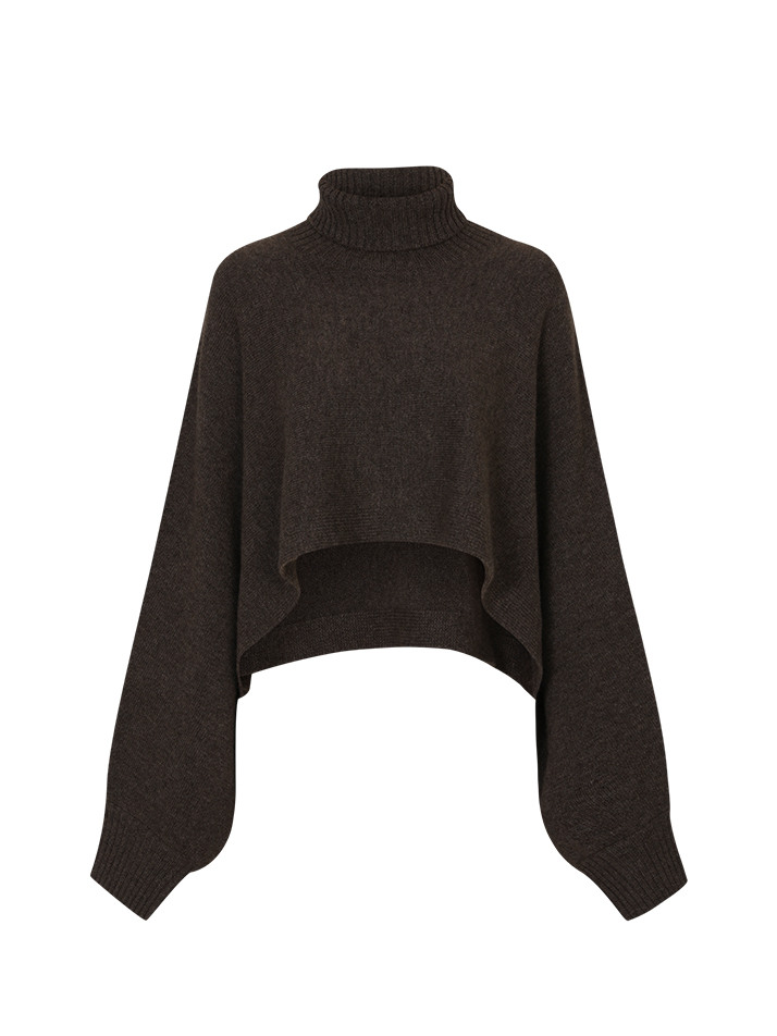 Cashmere Cape Turtle Neck Sweater 