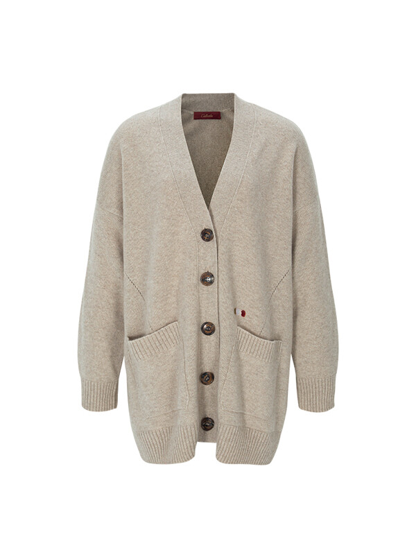 Cashmere V-Neck Half Cardigan