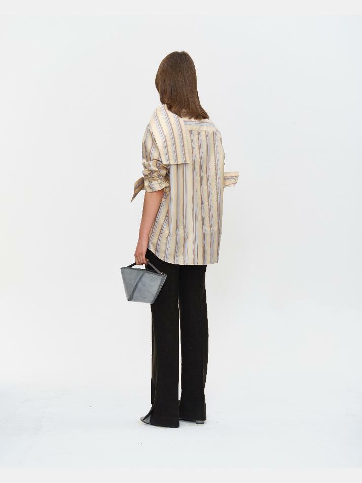 STRIPED SILK TAFFETA SCARF SHIRT