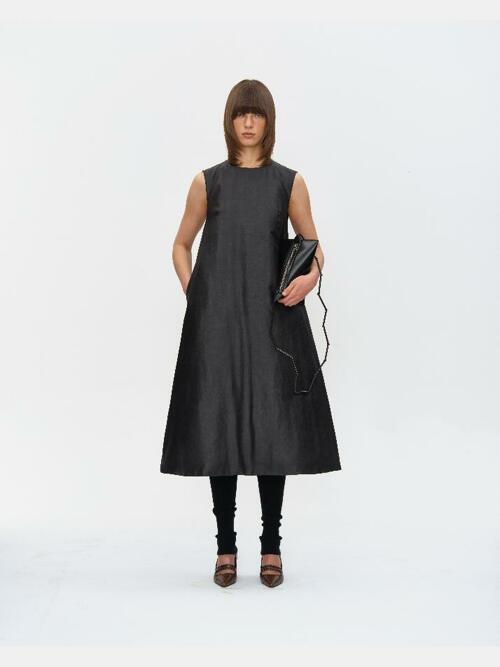 MUD DYED INSULATED SILK DRESS