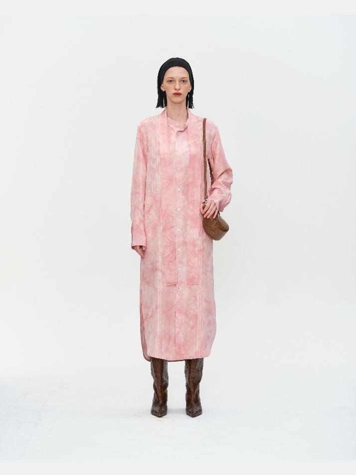 NATURAL COCCUS DYED SILK SHIRT DRESS