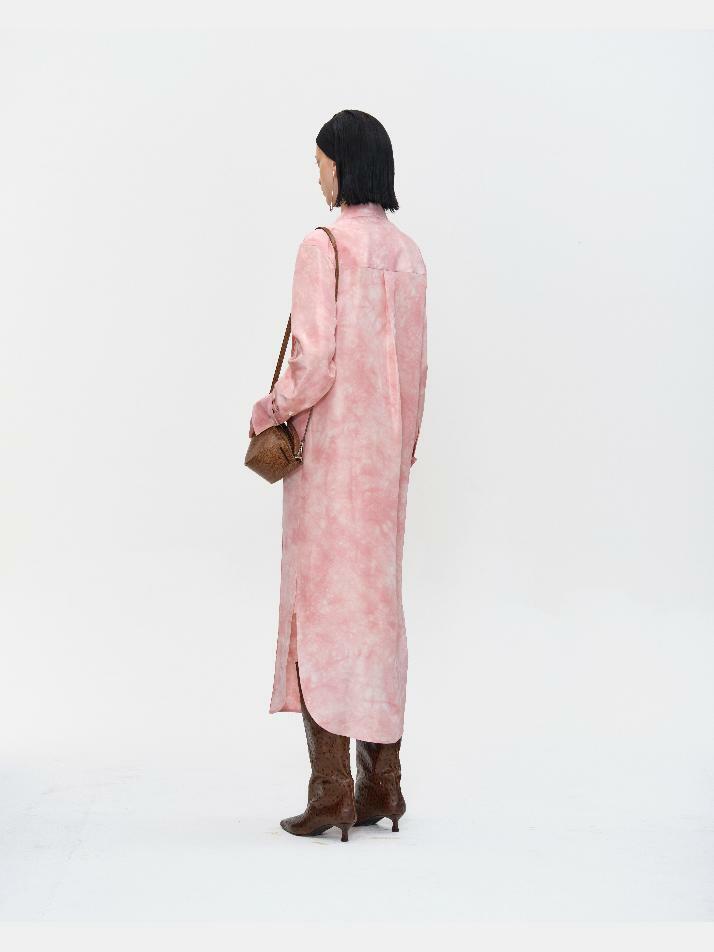 NATURAL COCCUS DYED SILK SHIRT DRESS