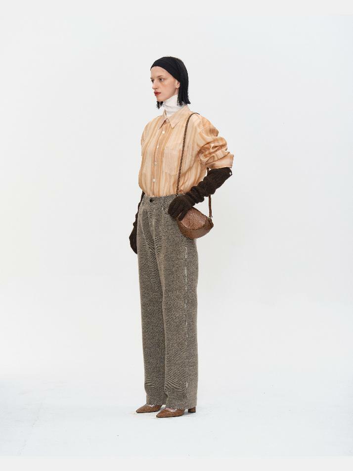 RECYCLED HAIRY WOOL TROUSERS