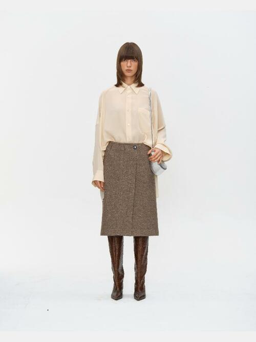 BEIGE WOOL FELTED SKIRT