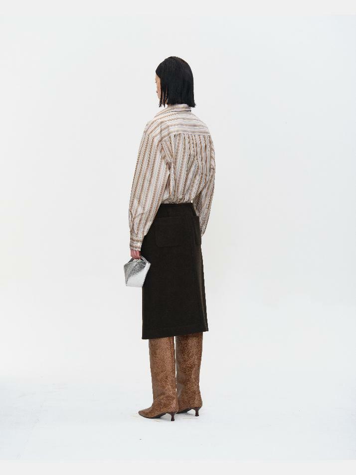 DARK BROWN WOOL FELTED SKIRT