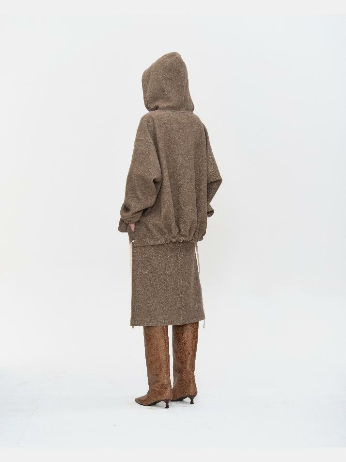 BEIGE WOOL FELTED HOODIE