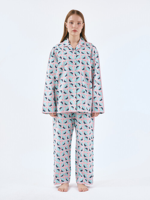 소닉유스 코튼100%  프리미엄 바이오 워싱  잠옷  긴팔 핑크(PINK)