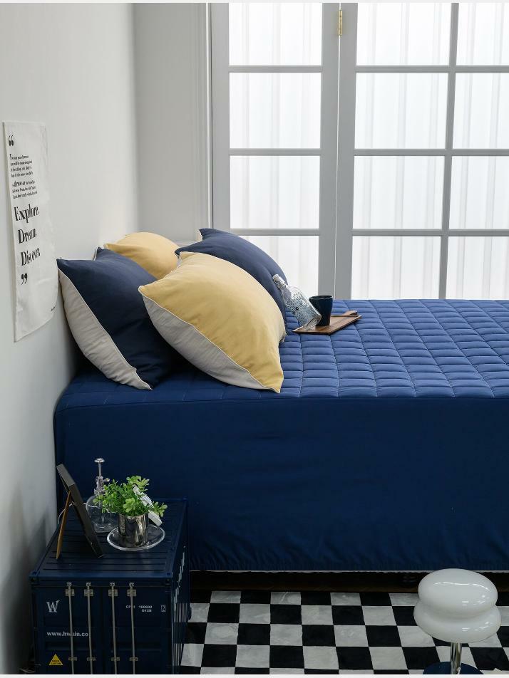 로빈 순면 베이직 누빔매트리스 커버 SS 110×205×30CM 네이비