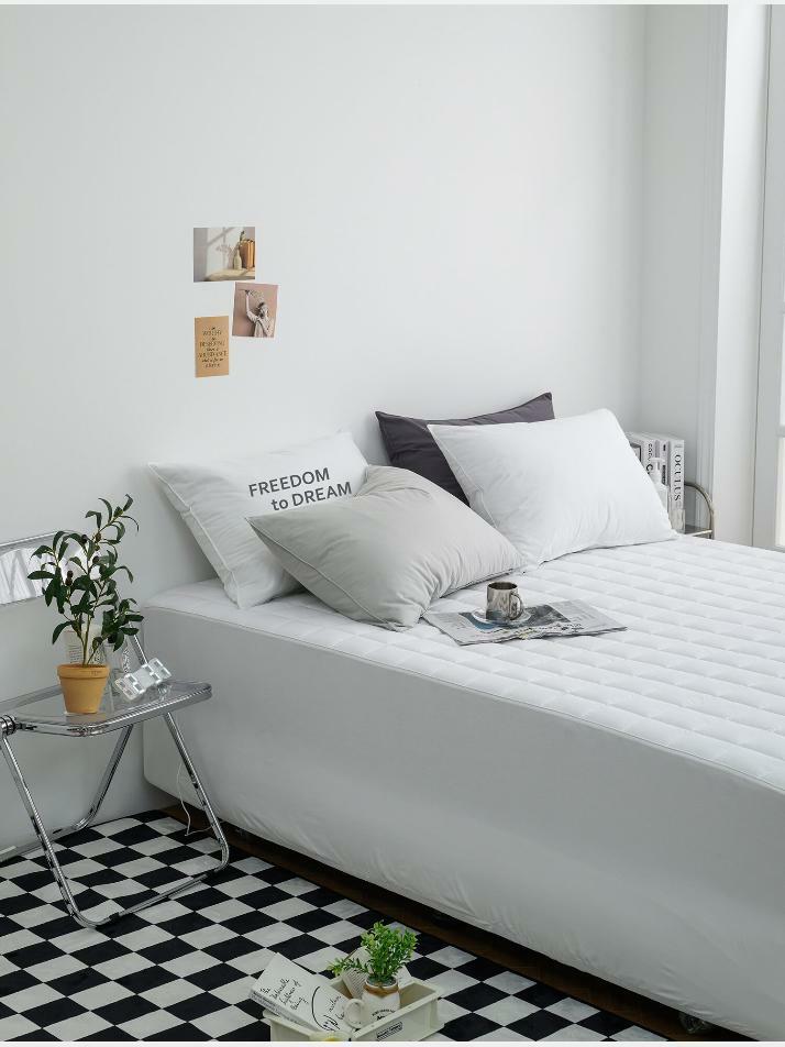 로빈 순면 베이직 누빔매트리스 커버 SS 110×205×30CM 화이트