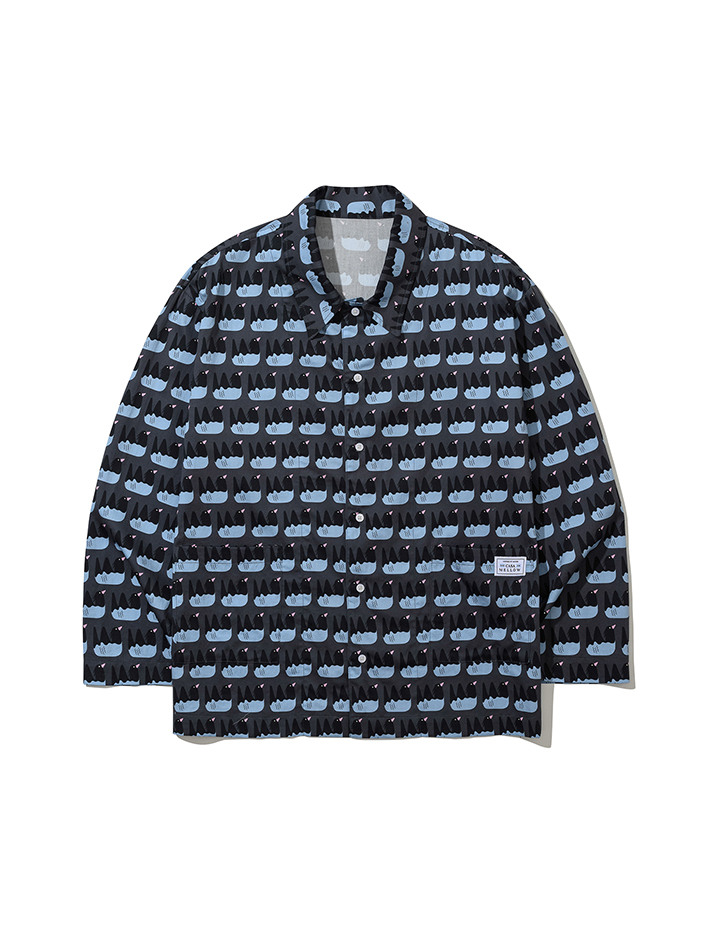 오타니 코튼100%  프리미엄 바이오 워싱  잠옷 긴팔 그레이(GRAY)