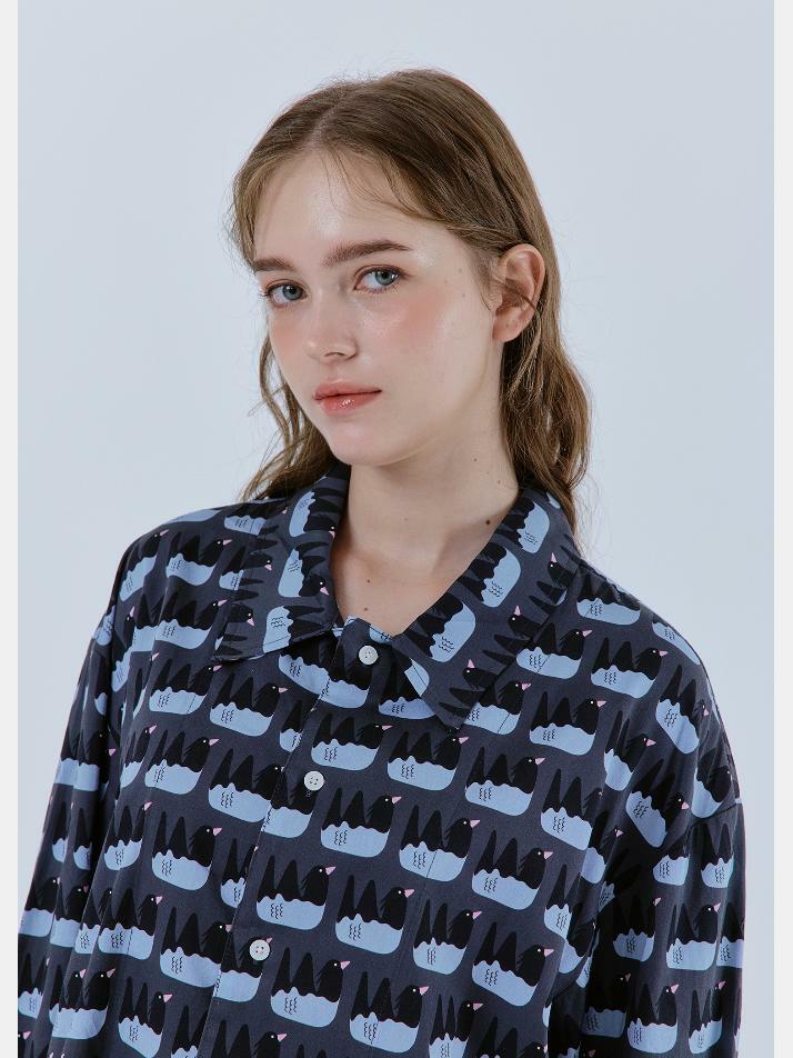 오타니 코튼100%  프리미엄 바이오 워싱  잠옷 긴팔 그레이(GRAY)